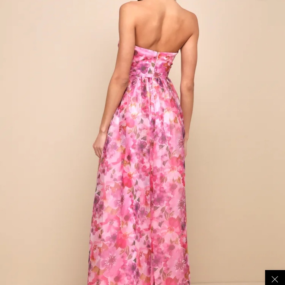 NWT LULUS PINK FLORAL MAXI DRESS